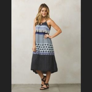Prana Strappy Summer Flowy Keyhole MIDI Lined Dress